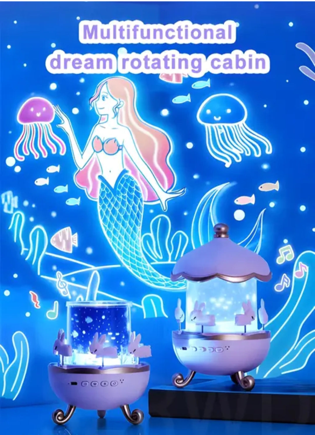 TAPUJI Rabbit Night Light Projector – Cute Bunny Sky Star Projector Lamp for Kids, Nursery, Baby Room, USB Rechargeable, Soothing Sleep Light