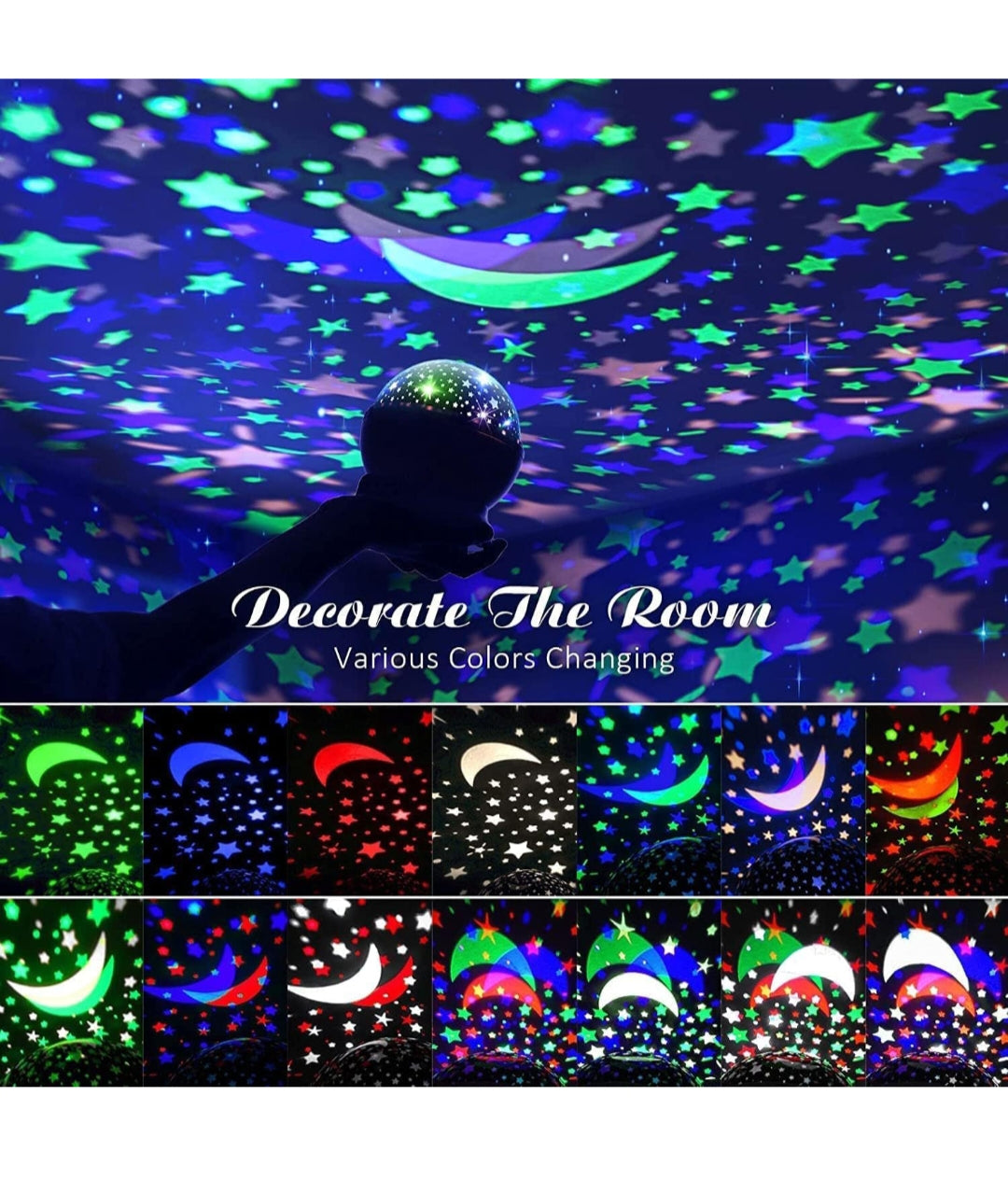 Star Master Rotating 360 Degree Moon Night Light Lamp Projector With Color...